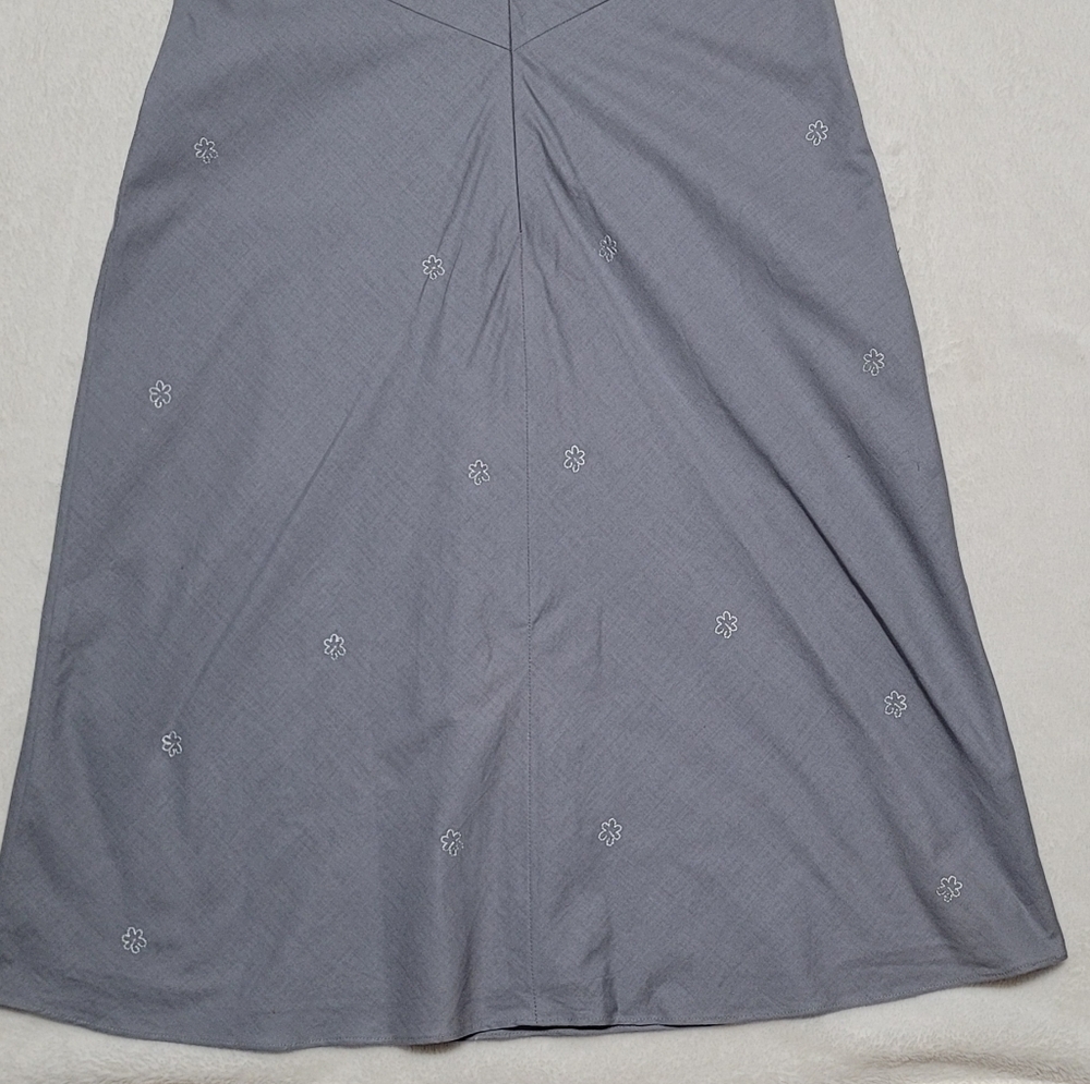 J. Crew Y2K Vintage Gray Cotton White Paisley Floral Sleeveless Mini Dress 6 - Picture 8 of 9